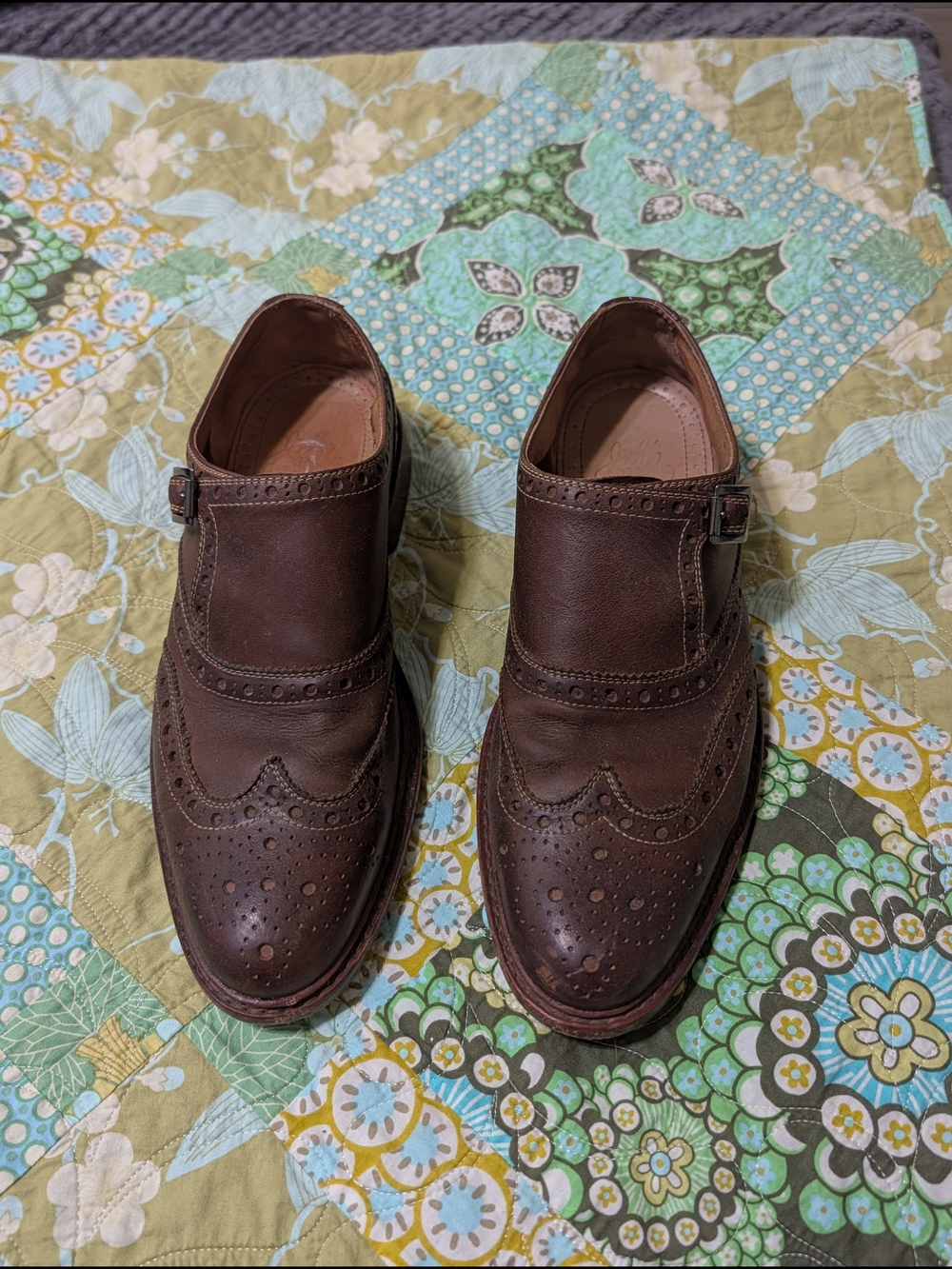 Johnston & Murphy 1850 Men's Brown Wingtip Monk Strap Dress Shoes